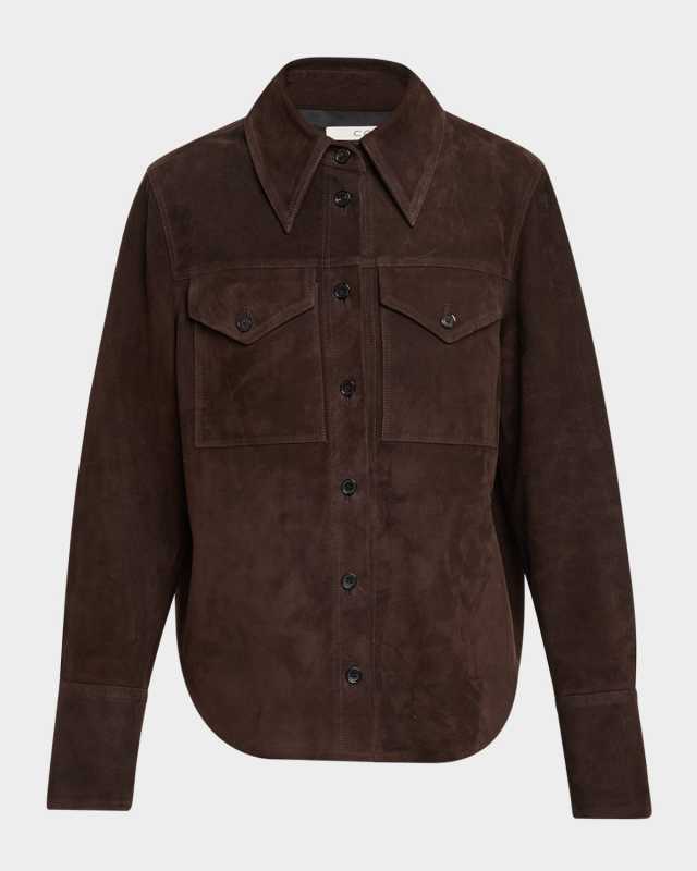 Suede Button-Front Shirt